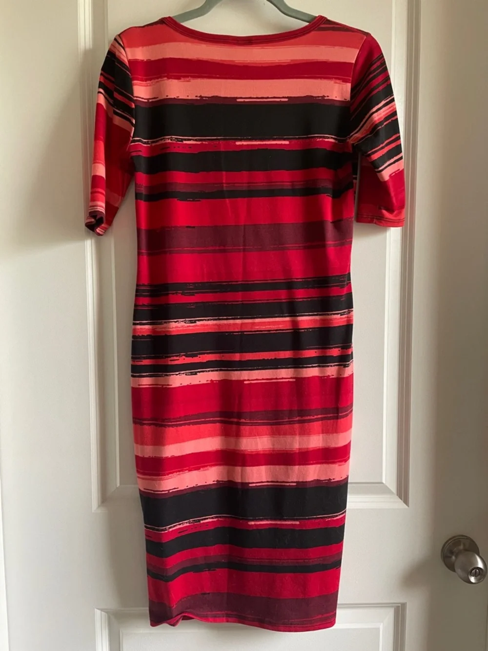 2 for $18 LuLaRoe Julia Red and Black Striped Midi Dress vamp